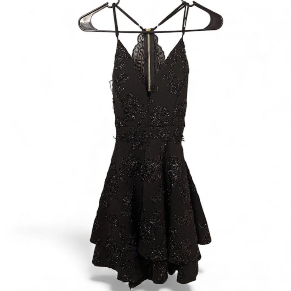 Emerald Sundae, Black Glitter Mini Dress, Juniors Size XS, (NWOT) (Flawed) - Picture 3 of 7